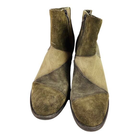 Earth Malta Ankle Boots Womens 8.5 Brown Taupe Suede Patchwork Heel Booties Zip - Picture 3 of 9